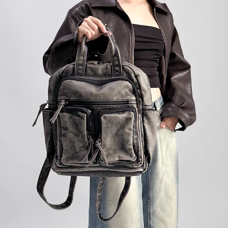 Motorcycle Gear Bag - Luxury Soft Washed Pu Leather Back