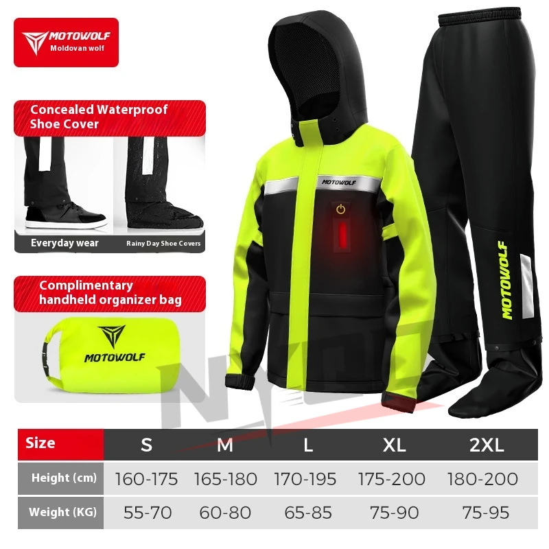 Motorcycle Wearing Gear - Motowolf Motorcycle Rain Coat Waterproof Motorcyclist