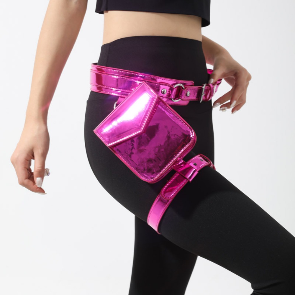 Motorcycle Gear Bag - Portable Punk Metallic Waist Belt Pouch